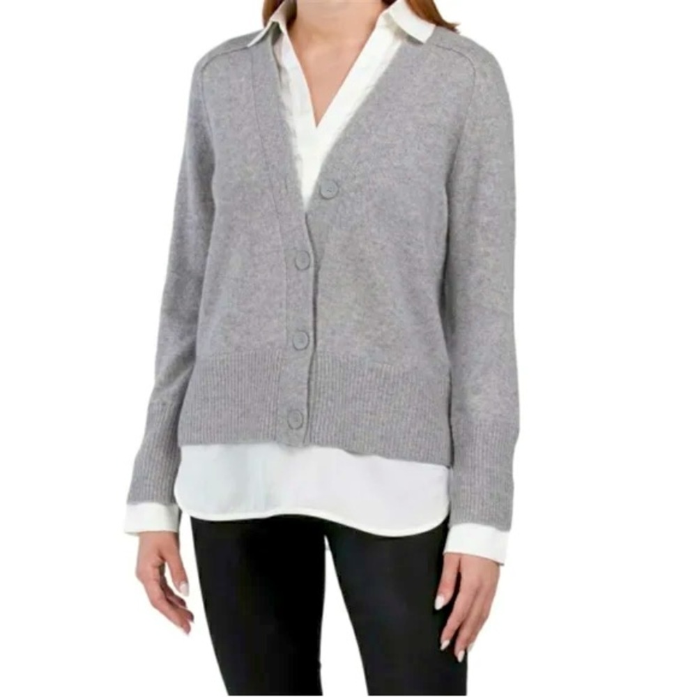Magaschoni Cashmere Layered Cardigan Top | XL